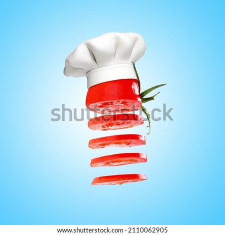 chef tomato sliced photo manipulation