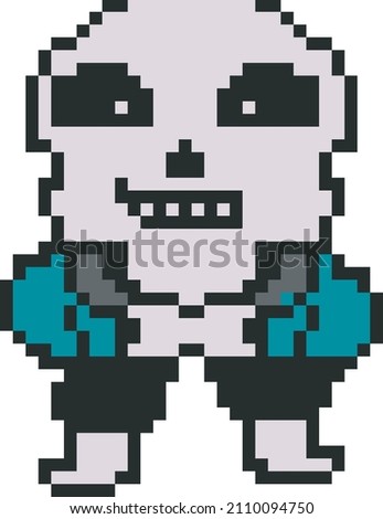 Cute Smiling Skeleton Character 
With Blue Jacket