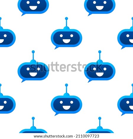 Robot icon pattern. Bot sign design. Chatbot symbol concept. Voice support service bot. Online support bot. Vector illustration.