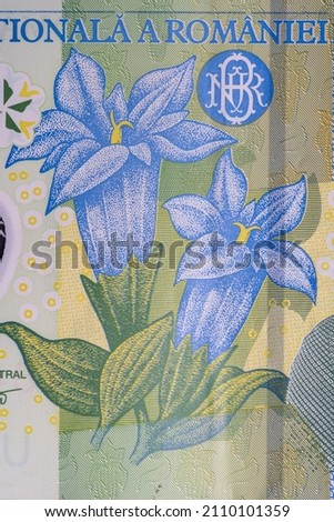 1 LEU Romanian banknote detailed close-up. The lei is the national currency of Romania. RON, Leu Money European Currency