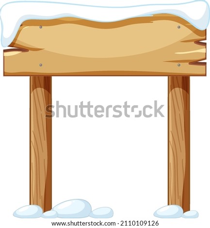 Wooden signboard in cartoon style illustration