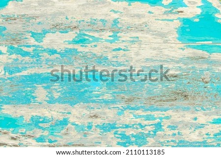 Old grunge wood plank texture background. Vintage blue wooden board wall have antique cracking style background objects for furniture design. Painted weathered peeling table woodworking hardwoods. Royalty-Free Stock Photo #2110113185