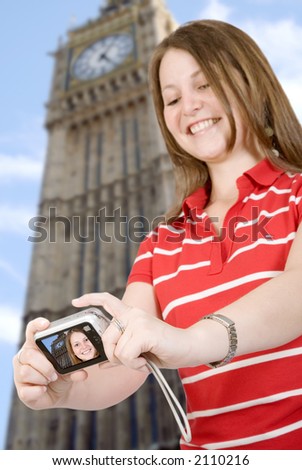 city tourist in front of the big ben in london - england