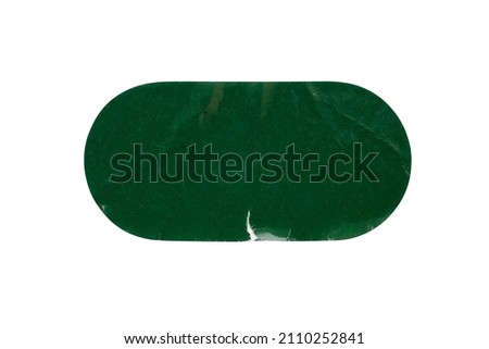 Blank green sticker label isolated on white background