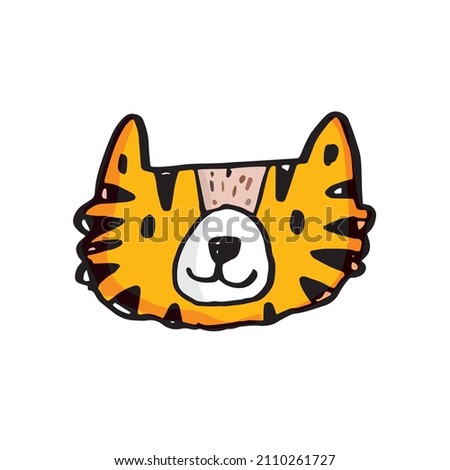 Hand drawing doodle cute tiger,  tiger vector illustration for t-shirt ,card, poster design for kids. Vector illustration design for fashion fabrics, textile graphics, prints, tiger cartoon 
