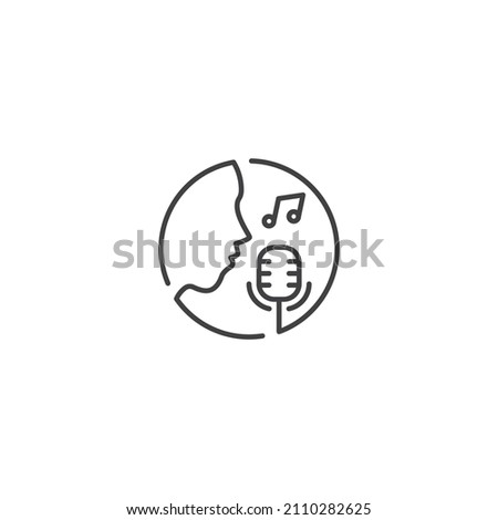 Singing concept, people with microphone, music, singer. Vector icon template