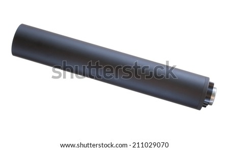 Full length of a black suppressor isolated on a white background