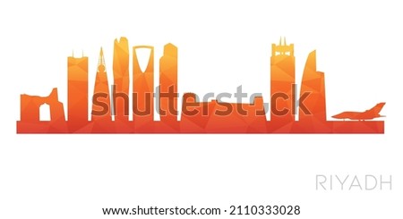 Riyadh, Saudi Arabia Low Poly Skyline Clip Art City Design. Geometric Polygon Graphic Horizon Icon. Vector Illustration Symbol.
