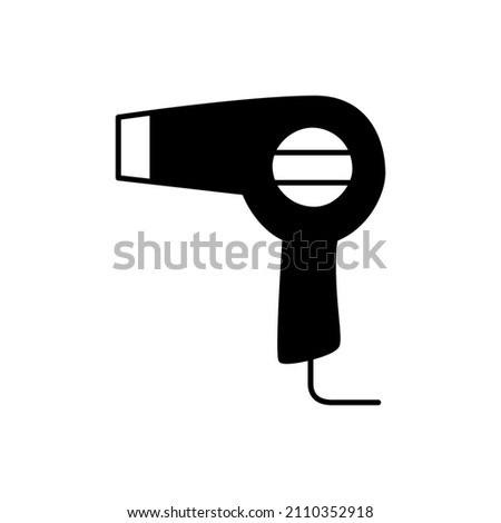 Hair dryer Icon in black flat glyph, filled style isolated on white background