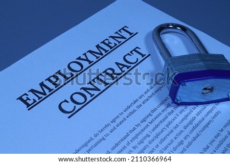 Employment contract with heavy silver 
padlock