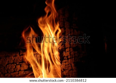 Bonfire flames close up in Manitoba, Canada