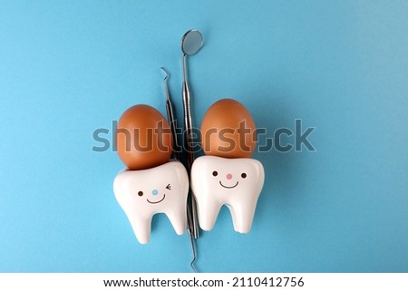 dentistry. Easter. dentist. teeth and dentist tools. eggs.