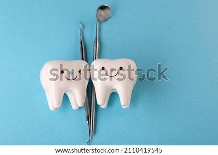 Creative idea.Dentistry and stomatology. dentist, dental instruments.teeth.model of teeth 