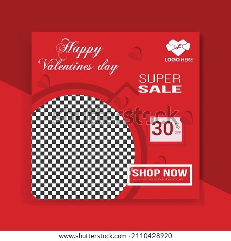Social media post templates for sales promotion on Valentine's Day.