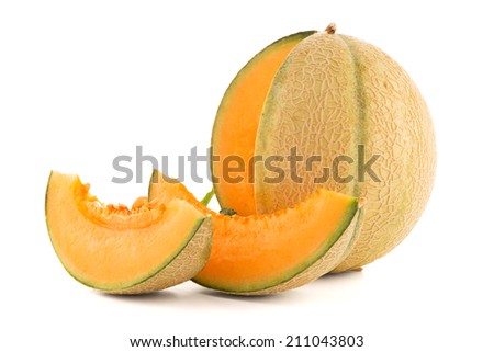 Juicy honeydew melon on a white background.