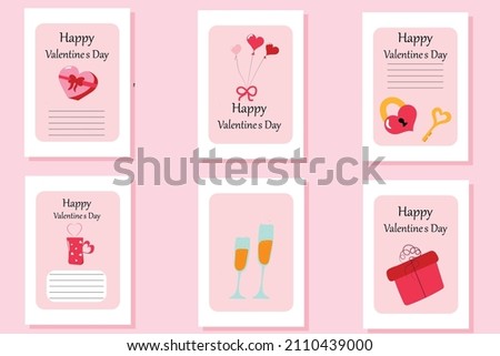 set of postcards from February 14th. Valentine's Day.