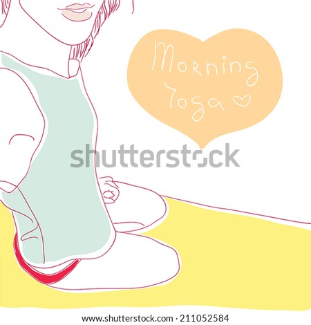 beautiful slim girl doing morning yoga. vector illustration.