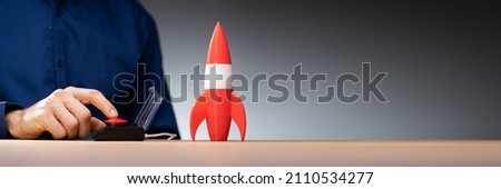 Red Rocket Start And Launch Button For Career And Business