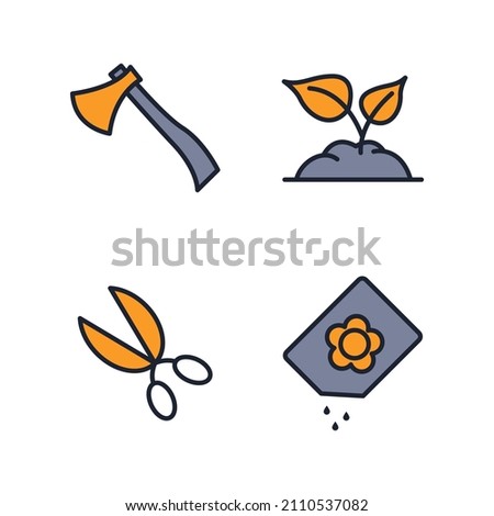Flower and Gardening elements set icon symbol template for graphic and web design collection logo vector illustration