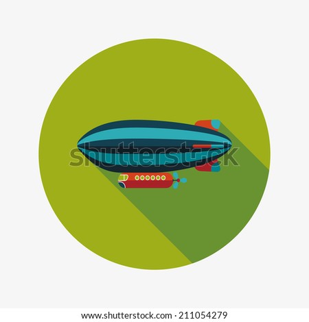 Airship flat icon with long shadow