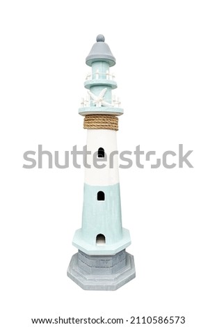 Wooden lighthouse isolated on white