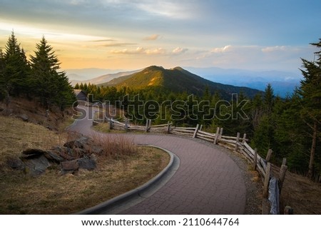 The winding path leading up to the top of Mount Mitchell in North Carolina Royalty-Free Stock Photo #2110644764