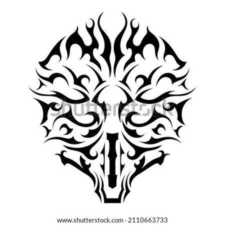 abstract fire burn rebel skull ethnic symbol sticker tattoo Royalty-Free Stock Photo #2110663733