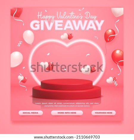 Valentine's day giveaway social media banner template Royalty-Free Stock Photo #2110669703