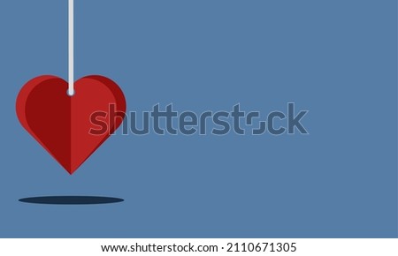 love shaped paper with copy space. heart paper cut