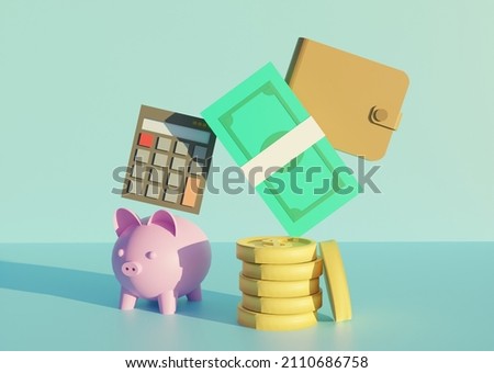 finance management concept with 3d render or rendered view result flat style