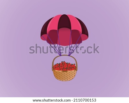 Vector illustration parachute with fruit basket