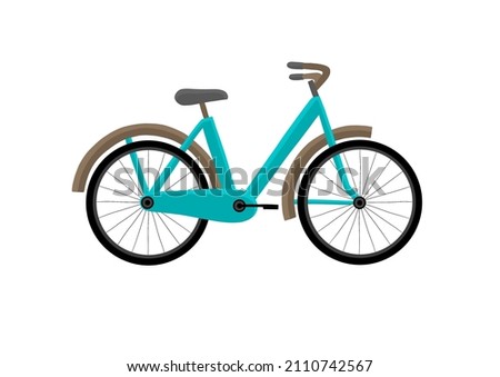 Blue turquoise retro bike bicycle hand drawn illustration icon