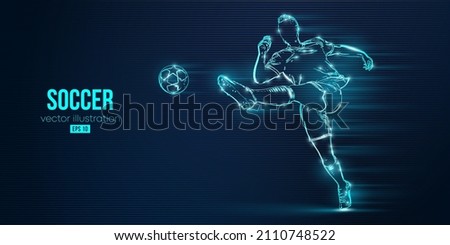 football soccer player man in action isolated blue background. Vector illustration