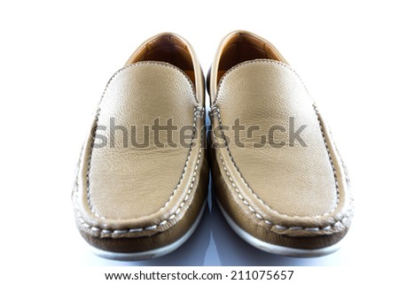 Men's classic leather brow shoes in white background
