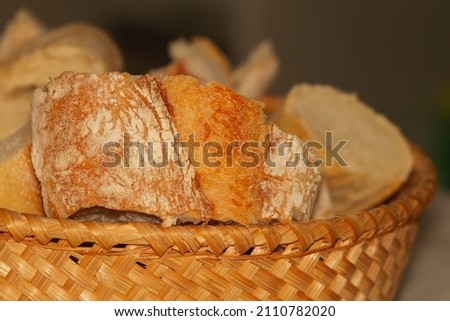 Galician bread in a wicker basket, bakery concept.