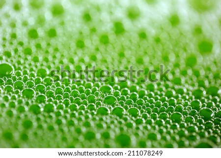 Bubbles on green background 