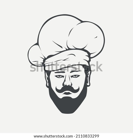 male chef wearing hat logo on white