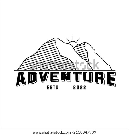 Mountain logo with line art style. It is suitable for mountaineering community logos, tourism logos, product logos, or anything related to nature.