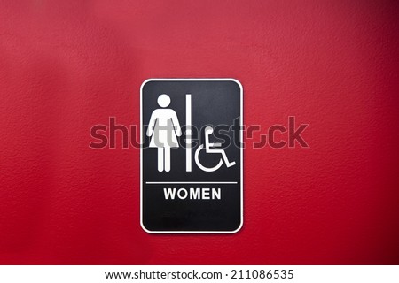 restroom (toilet) sign on wall  surface, healthy environment