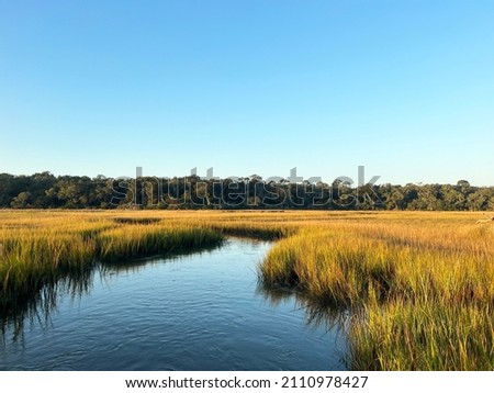 The unique coastal landscape of Georgia’s Jekyll Island lowcountry makes it a popular slow travel tourism destination. Royalty-Free Stock Photo #2110978427