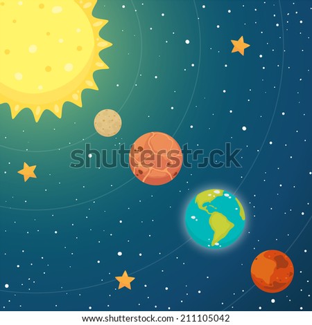 Space. Inner planets: mercury, venus, earth, mars. Vector.