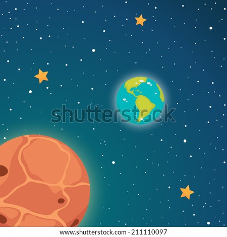 Space. Inner planets: Venus and Earth, vector.