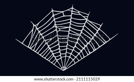Spider web isolated on black background. Spooky Halloween cobweb. Handrawn vector illustration