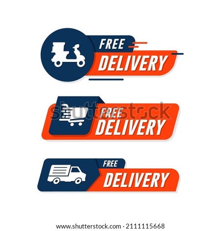 Free delivery label design sale promotion collection Royalty-Free Stock Photo #2111115668