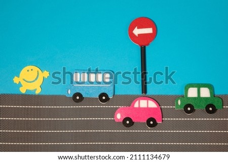 car in cartoon style on white background. Colorful and Transportation background, eco 