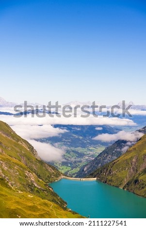 mountain landscape with alps panorama view in the summertime