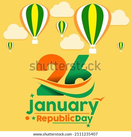 26th January Republic Day of India, Text, Hot Air Balloon are Flying in Sky