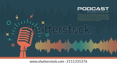 Colorful Flat podcast background with sound bar