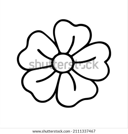 Black and white simple flower. Vector illustration isolated on white.
