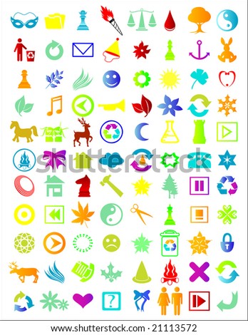 illustration of a set of different icons